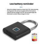 Fingerprint Padlock Compatible Tuya Smart App, 30 Fingerprint Capacity, USB-C Rechargeable, Zinc Alloy Body — view 7