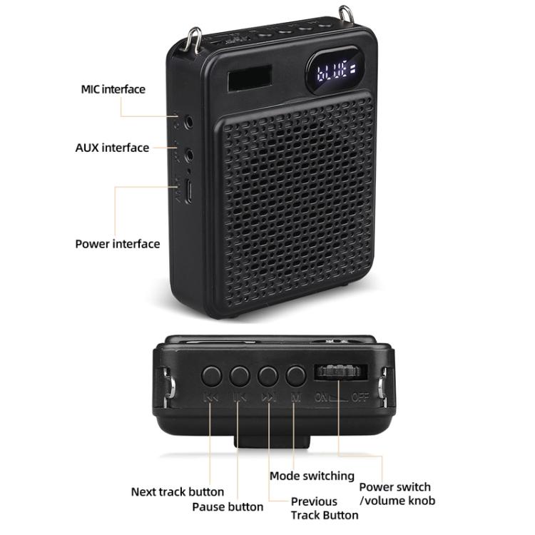 DIYO-1125 Multifunctional Outdoor High-Volume Microphone With Battery Display Teacher Classroom Voice Amplifier