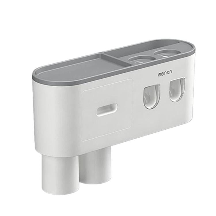 Mengni Bathroom Toothbrush Holder With Dual Toothpaste Dispenser Mouthwash Cup Set