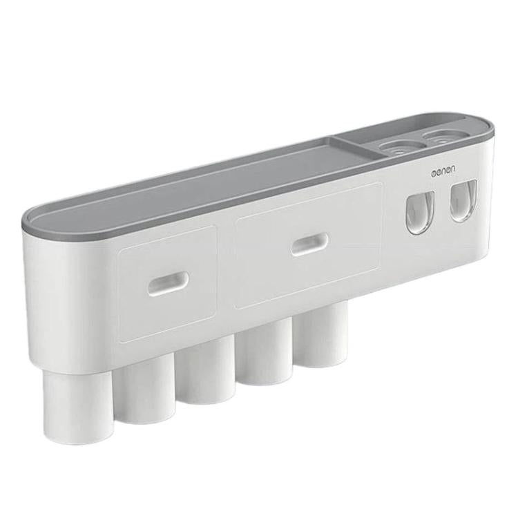 Mengni Bathroom Toothbrush Holder With Dual Toothpaste Dispenser Mouthwash Cup Set — 4 Cups