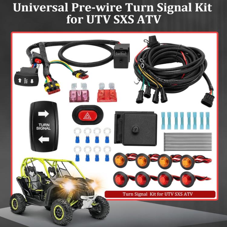 ATV Turn Signal Light Wiring Harness Kit Emergency Switch Flasher Accessories