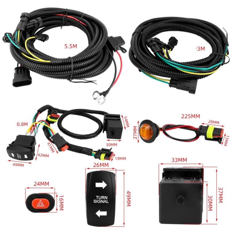 ATV Turn Signal Light Wiring Harness Kit Emergency Switch Flasher Accessories