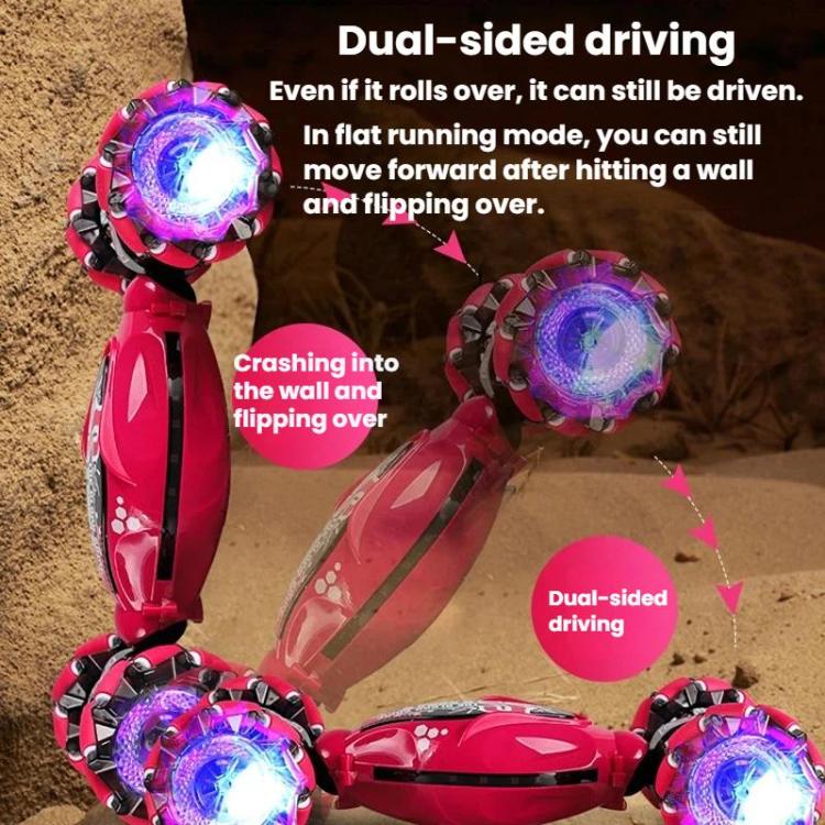 Shockproof Crash-Resistant Stunt Twist Car With Lights Rechargeable Remote Control Toy Car