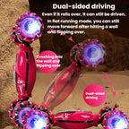 Shockproof Crash-Resistant Stunt Twist Car With Lights Rechargeable Remote Control Toy Car