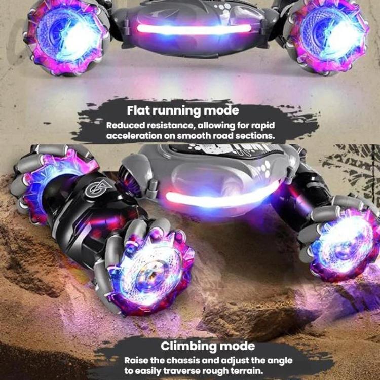 Shockproof Crash-Resistant Stunt Twist Car With Lights Rechargeable Remote Control Toy Car