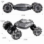 Shockproof Crash-Resistant Stunt Twist Car With Lights Rechargeable Remote Control Toy Car