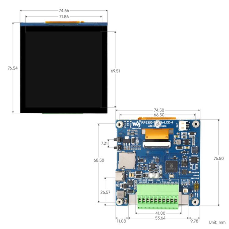 WAVESHARE RP2350 High-Performance Development Board 480 X 480 Resolution
