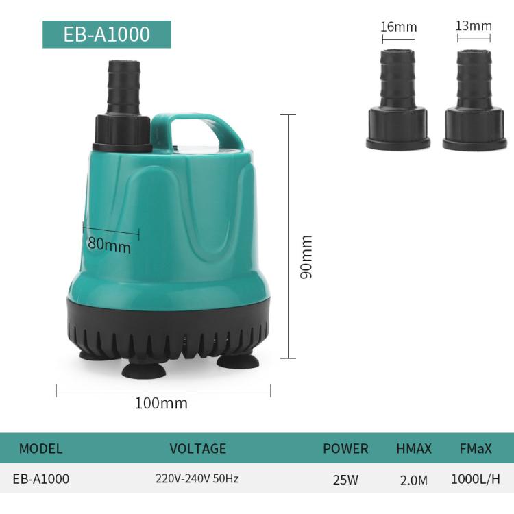 Submersible Aquarium Pump with Bottom Suction for Waste Removal, Water Change and Bottom Filtration — EB-A800 18w