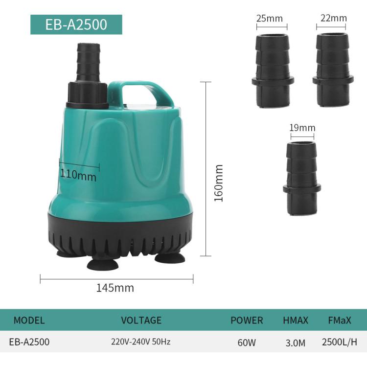 Submersible Aquarium Pump with Bottom Suction for Waste Removal, Water Change and Bottom Filtration — EB-A1500 40w