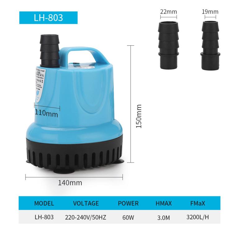 Submersible Aquarium Water Pump with 360-degree Bottom Suction for Freshwater & Saltwater Tanks — LH-805 105W