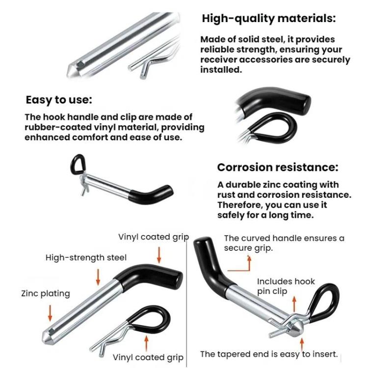 4pcs /Set Rust-Resistant Trailer Hitch Pins + R-Clips