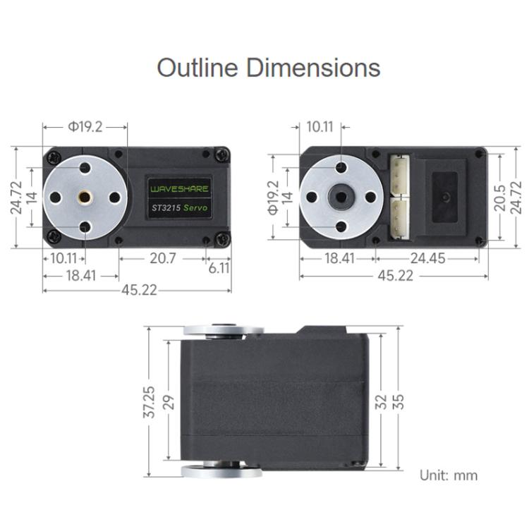 WAVESHARE High-Precision High-Torque 360-Degree Magnetic Encoder Serial Bus Servo Motor