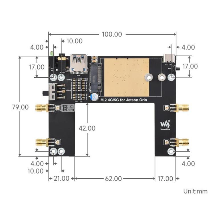 WAVESHARE 5G / 4G / 3G Module, Includes RM520N-GL Module, Supports 5G NSA And SA Networking, GNSS Positioning
