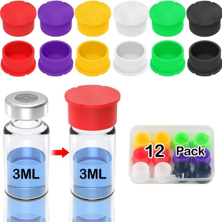12pcs /Pack Reusable Insulin Bottle Caps Leak-Proof and Dust-Proof Replacement Covers for Diabetes Supplies