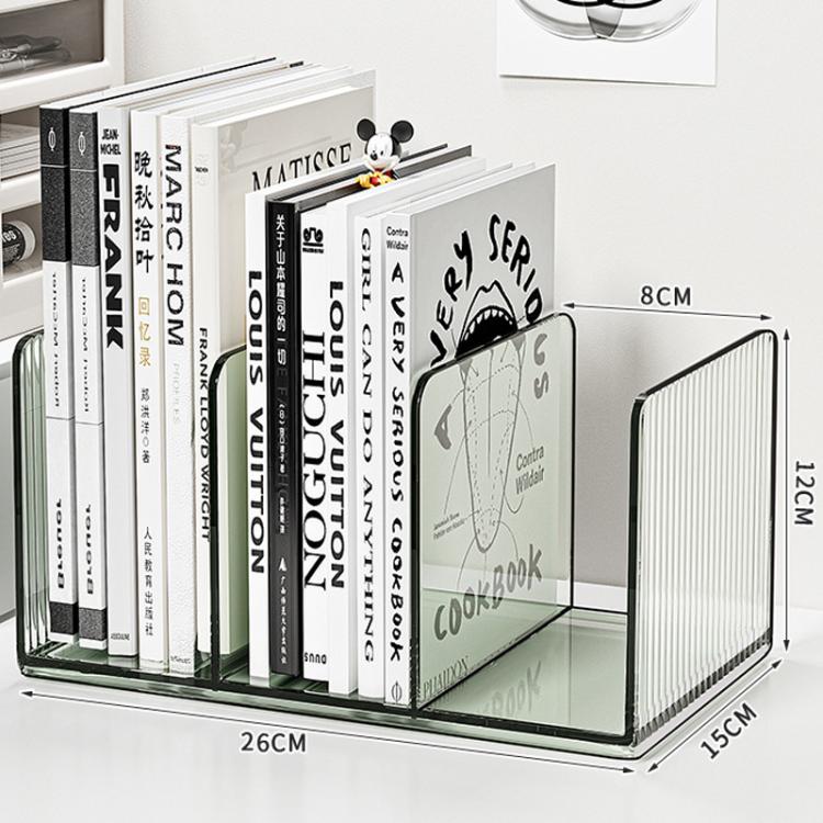 Acrylic Bookends & Document Holder Desktop Book Organizer For Office — Grey