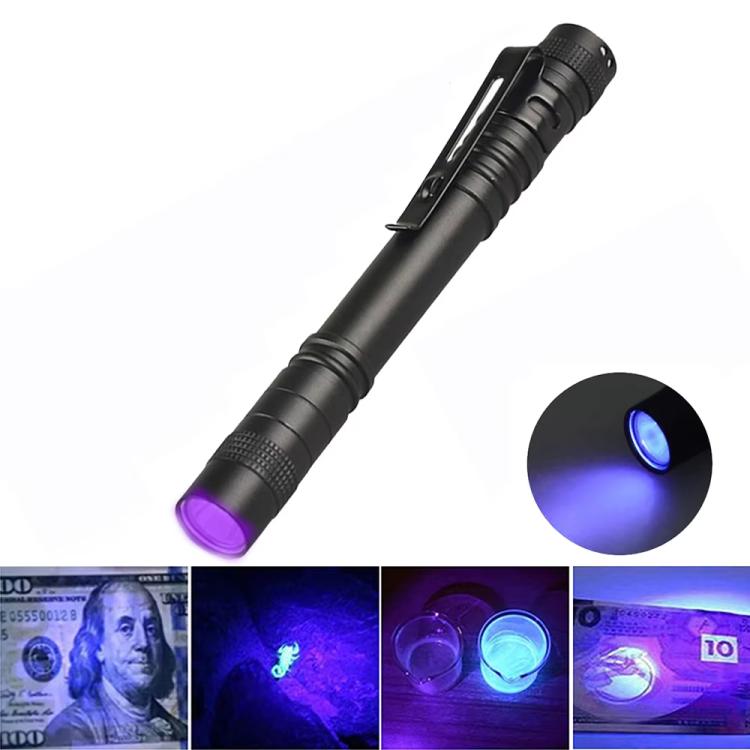 Portable Mini Flashlight Outdoor Waterproof Handheld LED Flashlight — 2 Battery Purple Light