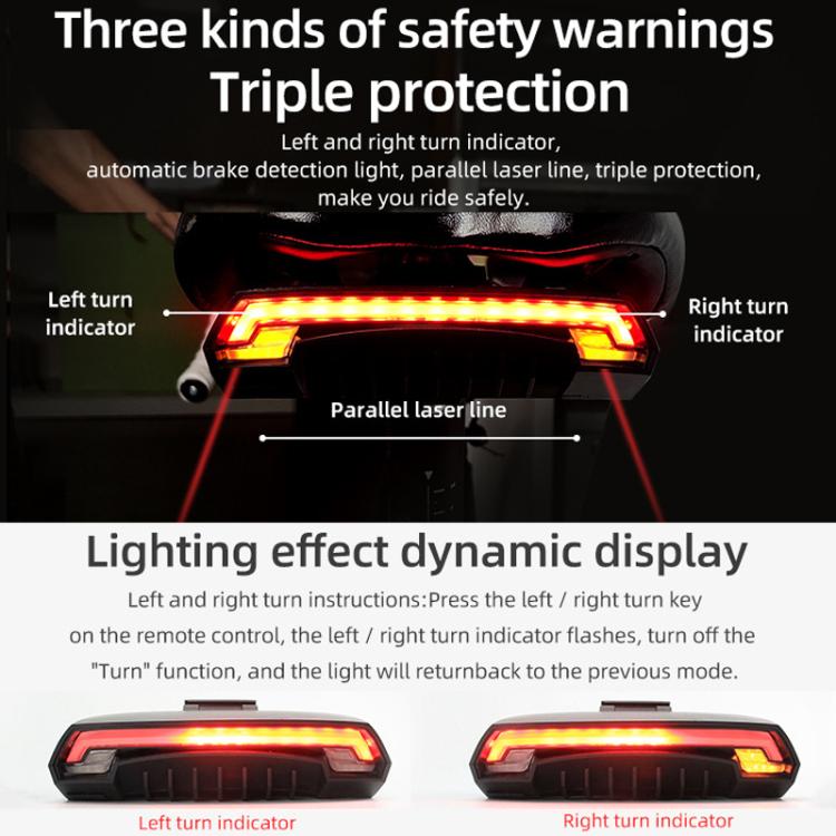 Smart Remote-Controlled Cycling Laser Tail Light Bicycle Turn Signal LED Warning Light — view 4