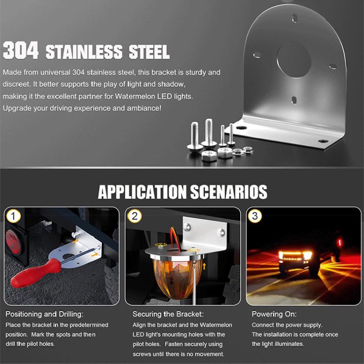Stainless Steel LED Light Mount For Trucks Vehicle Modified Chassis Light Base