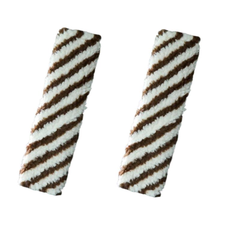 2pcs Car Seatbelt Lamb Wool Shoulder Pad Decoration — Brown White