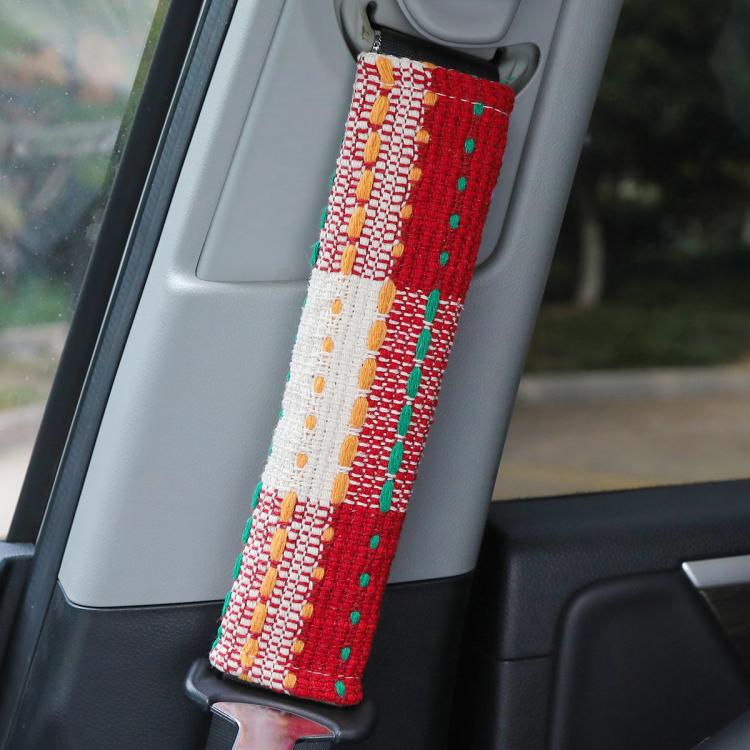 Car Anti-Choking Fabric Seat Belt Shoulder Cover — Beige