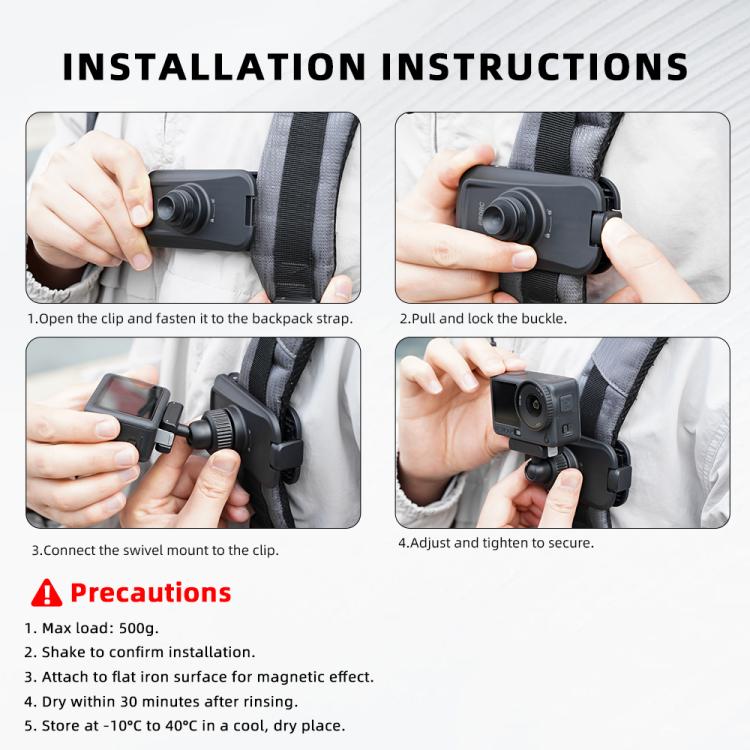 BRDRC Action Cameras Magnetic Quick-release Backpack Shoulder Strap Slip