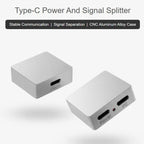 Type-C Power And Signal Splitter CNC Aluminum Alloy Case With Indicator