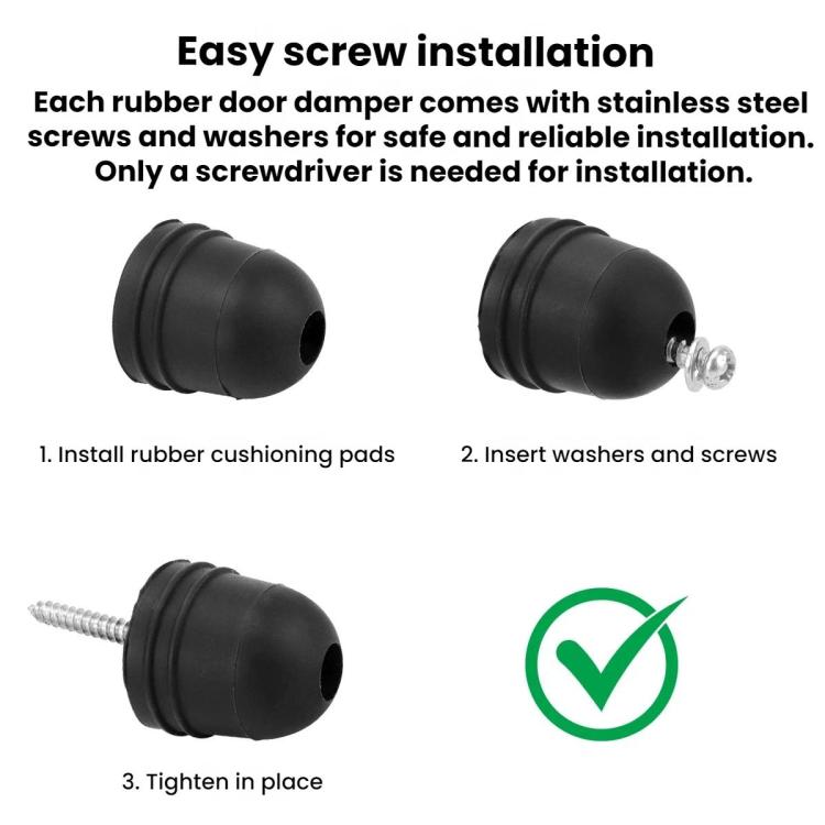 Rubber RV Door Bumper Anti-Collision Protection Pad With Mounting Screws, 4pcs /Pack