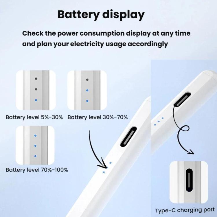 For IPad 2018 Or Later Three-LED Power Indicator Anti-Misclick Tilt-Sensitive Pressure-Sensitive Active Capacitive Stylus — view 12