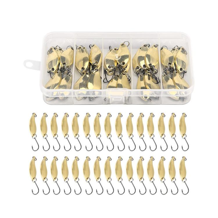 30pcs /Box Tin-plated Spinner Lure Fishing Tackle Hard Bait Bio-mimetic Spinner Lure