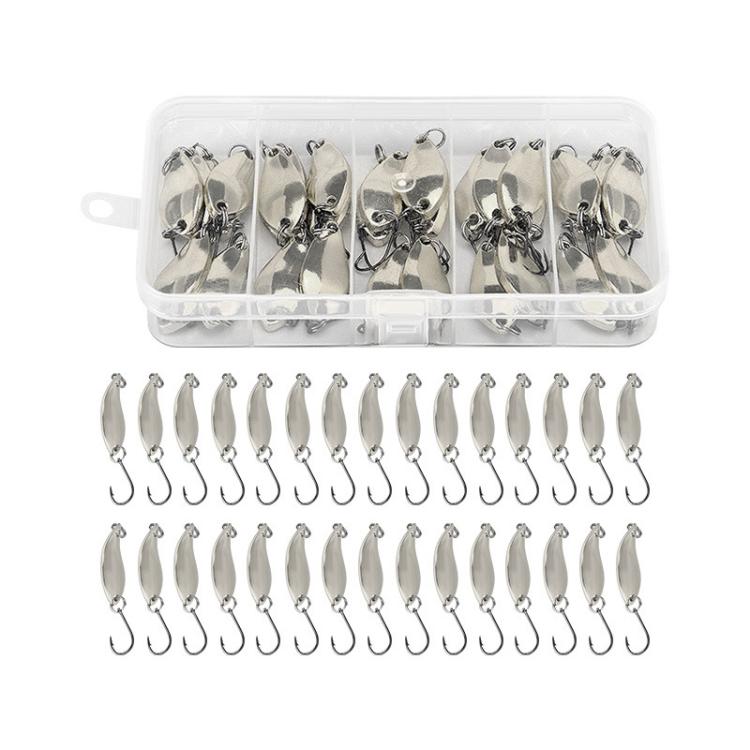 30pcs /Box Tin-plated Spinner Lure Fishing Tackle Hard Bait Bio-mimetic Spinner Lure — Gold 5g