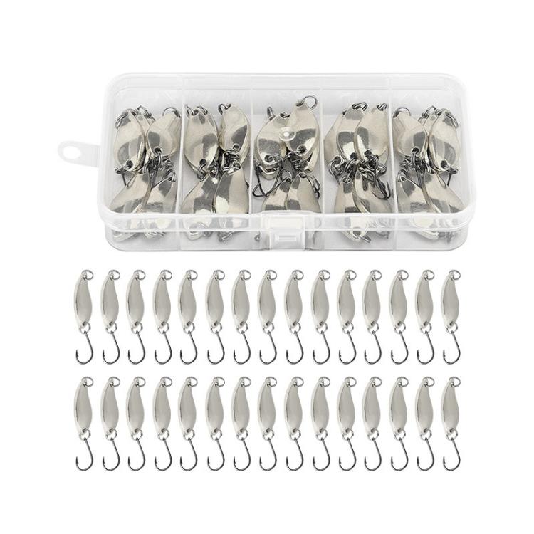 30pcs /Box Tin-plated Spinner Lure Fishing Tackle Hard Bait Bio-mimetic Spinner Lure — Silver 2.5g