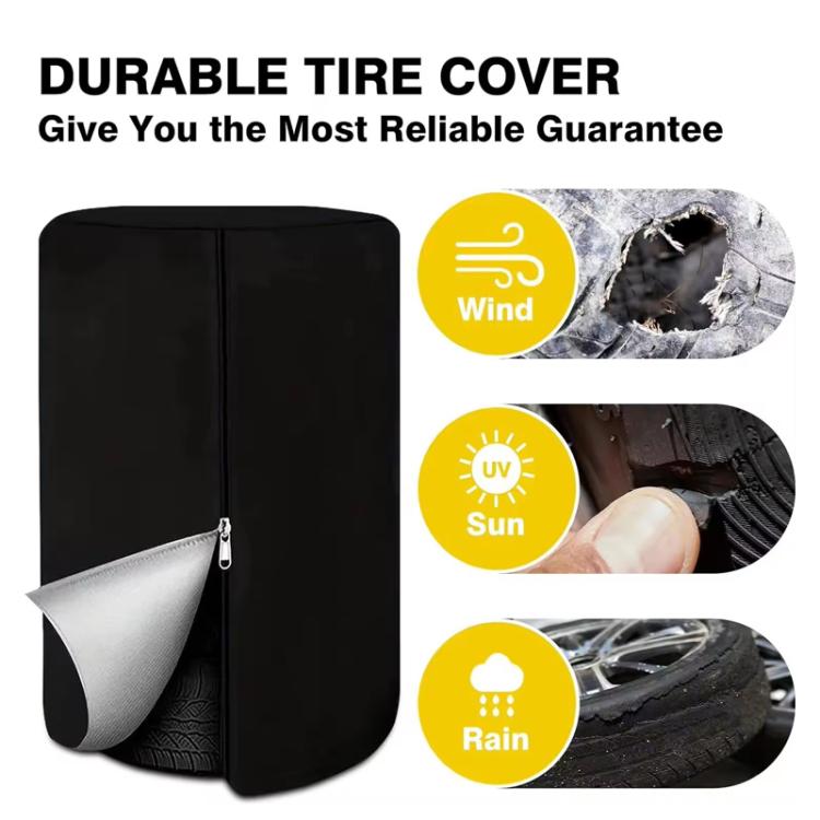 Universal Dust Proof Tire Shield Protective Tarp for Vehicle's 4 Tires Waterproof 420D Oxford Fabric
