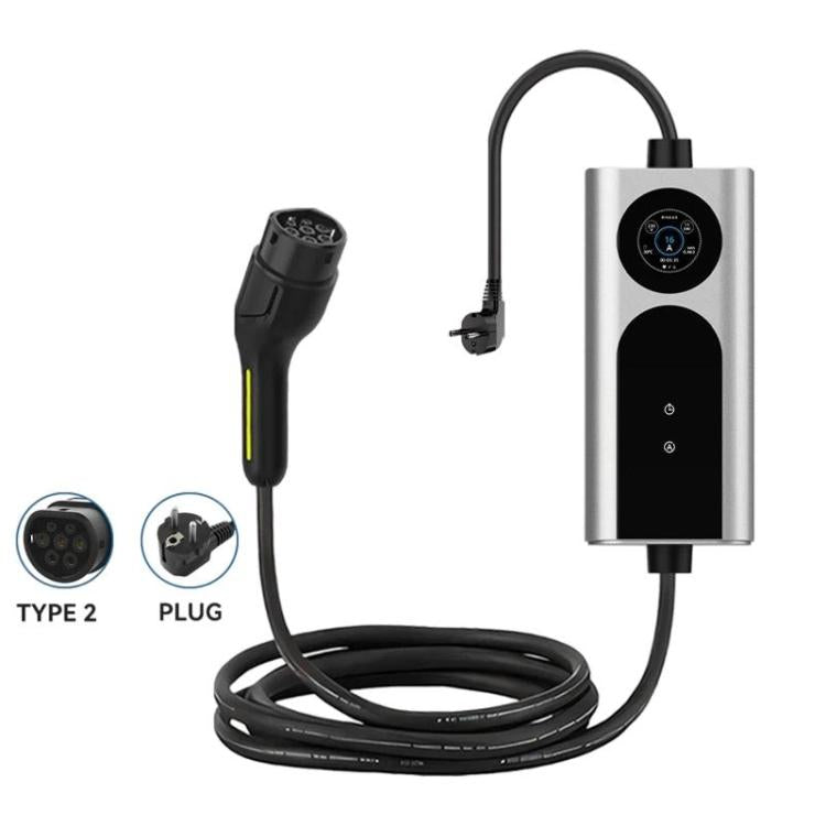 European Standard Portable Car Charger With Display Portable AC Charging Cable For Home Use