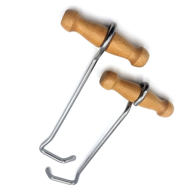 Wood-Handled Cowboy Boot Hook Stainless Steel Boot Horn