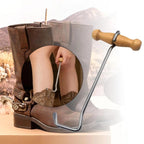 Wood-Handled Cowboy Boot Hook Stainless Steel Boot Horn
