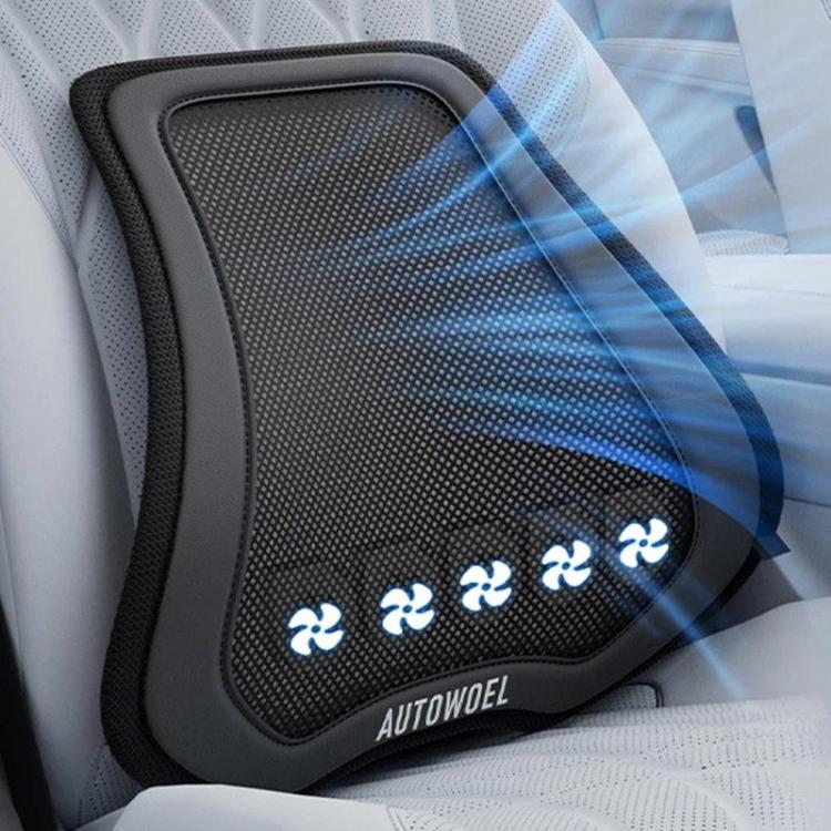 AUTOWOEL Universal Car Ventilated Lumbar Support Portable Car Seat Back Cushion — Without Fan Blue