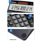 OSALO DJ-140D Check & Correction Calculator 14 Digits with 112-Step Review Solar Power for Office Accounting and Finance — view 6