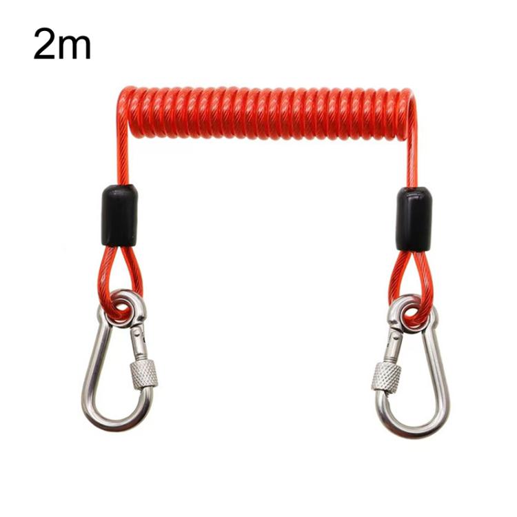 Heavy Duty Fishing Safety Rope 49-Strand Steel Cable With Locking Carabiner — Blue
