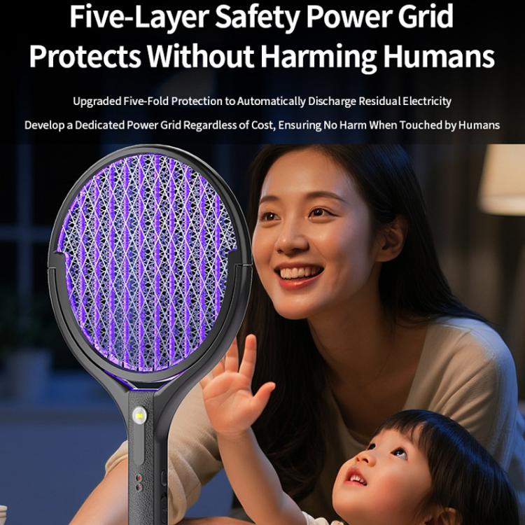 Retractable & Rotatable Electric Mosquito Racket Household Mosquito Zapper With Light & Auto Lure Function — view 4