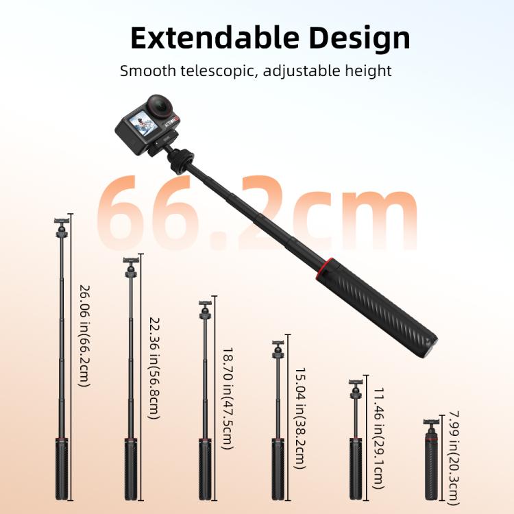 For DJI Osmo Action 5 Pro / Osmo 360 BRDRC Extended Selfie Stick Quick-Release Tripod
