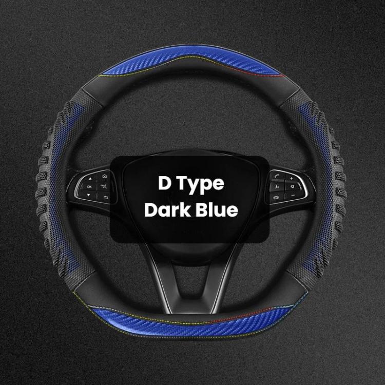 Honeycomb Car Steering Wheel Cover No-Sew Universal Steering Wheel Protector — D Type Blue