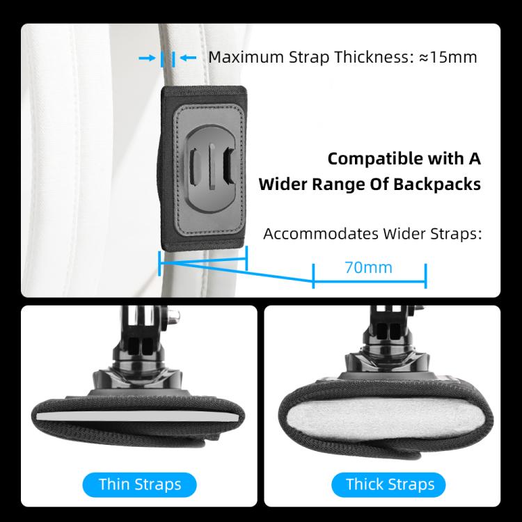 For DJI Osmo Pocket 3 / Action 6 / GoPro Backpack Shoulder Strap Bracket Clip — view 3