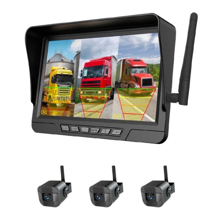 Q12 7 Inch Car HD Infrared Night Vision Wireless Recorder No-Wiring Backup Camera Monitor — Two