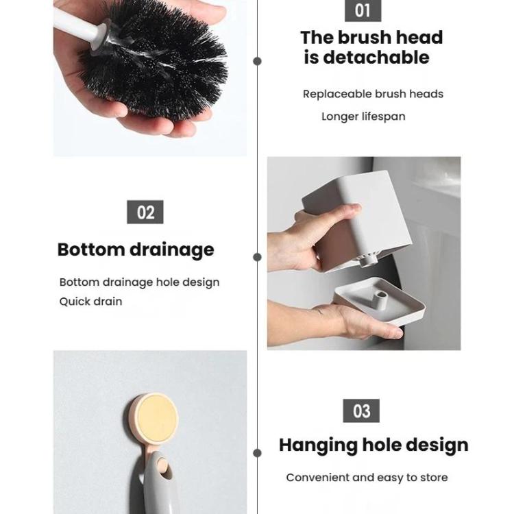 Toilet Brush and Holder Set with Self-Evaporating Base Wall Mounted & Floor Standing Bathroom Scrubber — view 9
