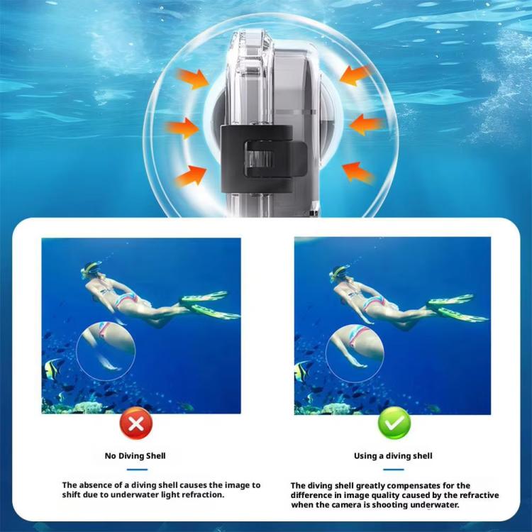 For Insta360 X5 Invisible Dive Case 45M/147ft Waterproof Underwater Housing With Seamless 360 Degree Stitching
