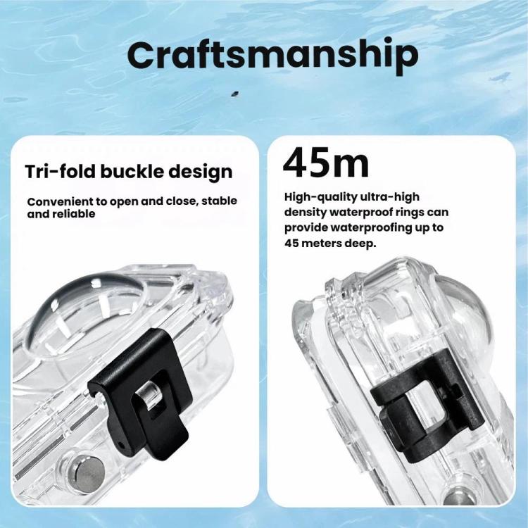 For Insta360 X5 Invisible Dive Case 45M/147ft Waterproof Underwater Housing With Seamless 360 Degree Stitching
