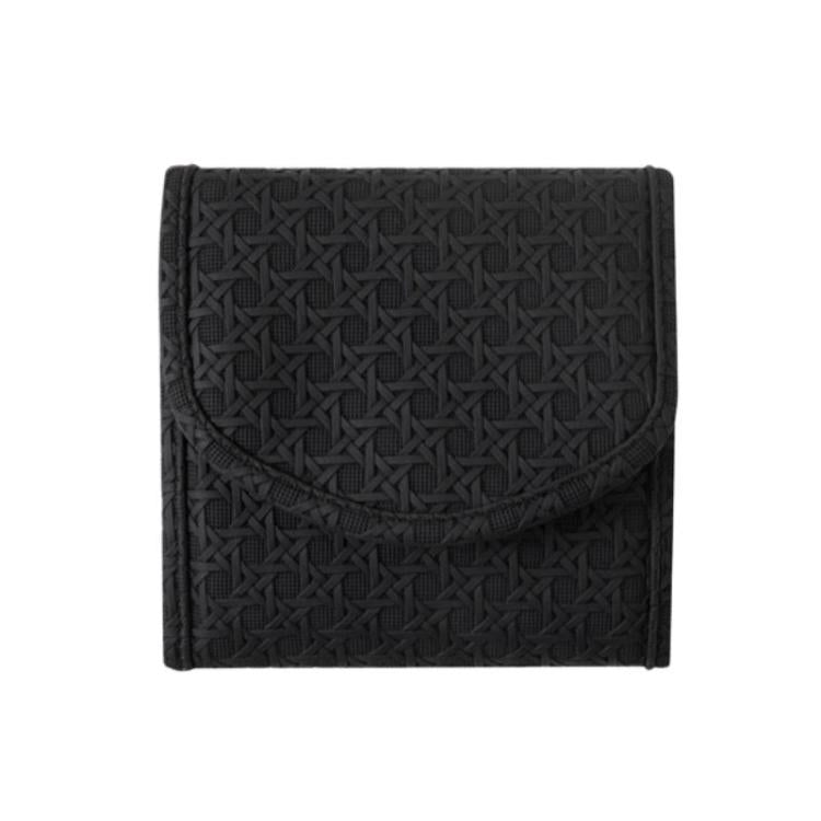 Foldable Portable Travel & Home Jewelry Storage Bag Leather Storage Pouch For Necklaces & Earrings — Large Black