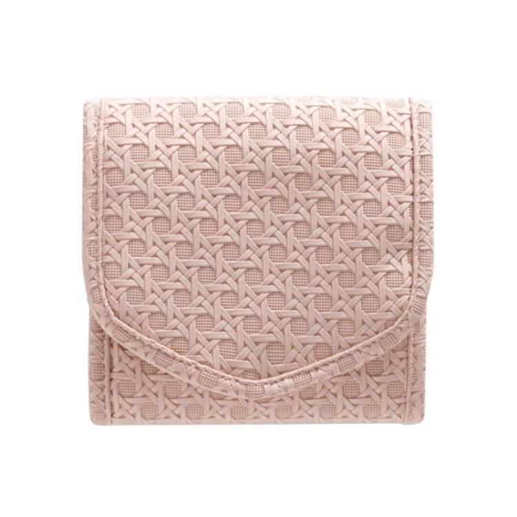 Foldable Portable Travel & Home Jewelry Storage Bag Leather Storage Pouch For Necklaces & Earrings — Large Pink