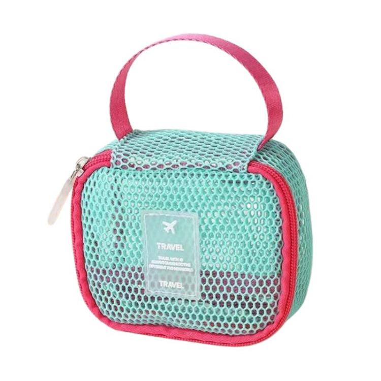 Mesh Multi-Functional Cosmetic Bag Large-Capacity Travel Makeup Storage Bag — Square Pink