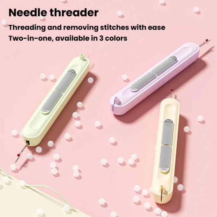 Multifunctional Portable Needle Threader Telescopic Thread Pick & Seam Ripper For Household Use — Green